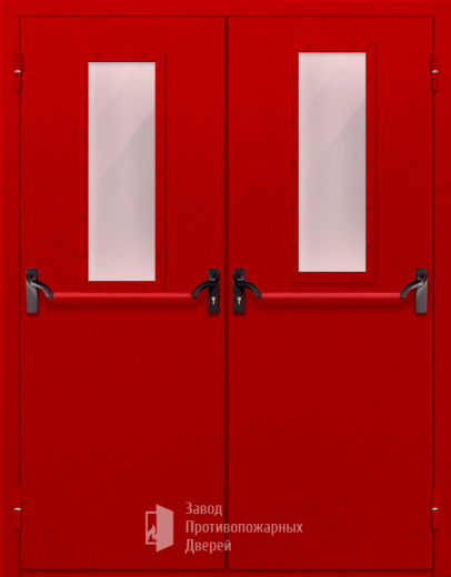 Фото двери «Двупольная с стеклом и антипаникой (красная)» в Озёрам