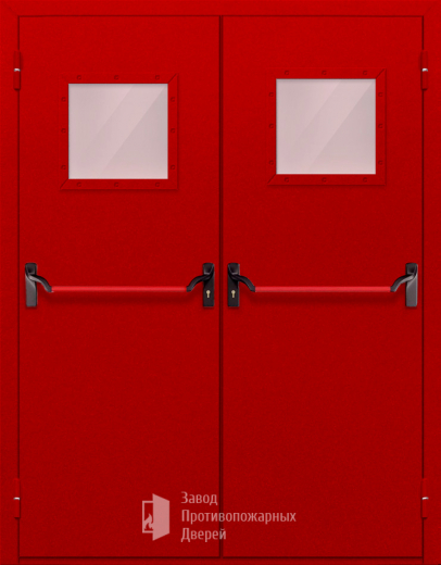 Фото двери «Двупольная со стеклопакетом и антипаникой (красная)» в Озёрам