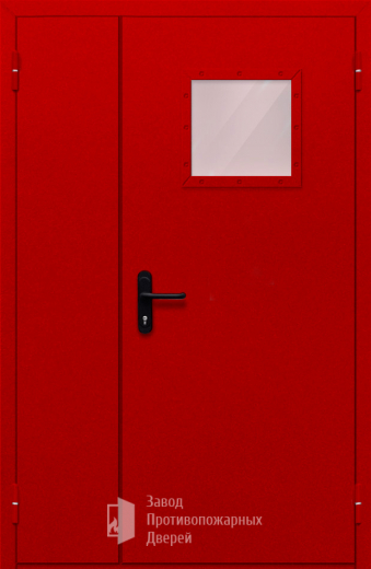 Фото двери «Полуторная со стеклопакетом (красная)» в Озёрам