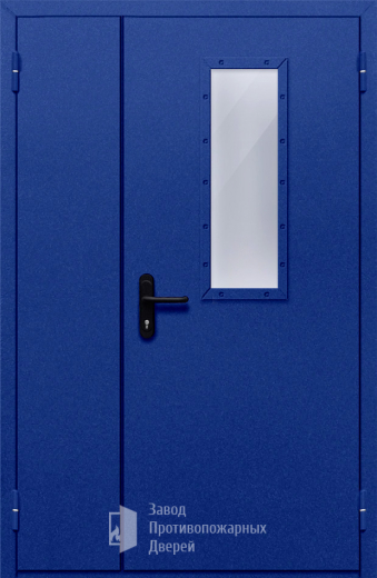 Фото двери «Полуторная со стеклом (синяя)» в Озёрам