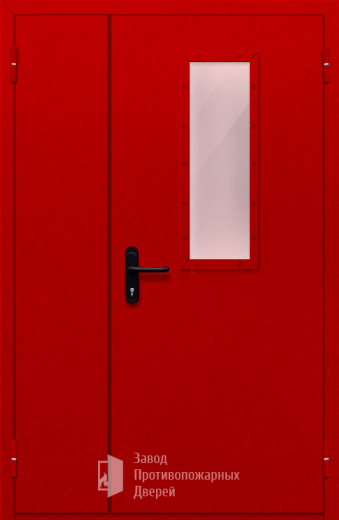 Фото двери «Полуторная со стеклом (красная)» в Озёрам