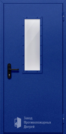 Фото двери «Однопольная со стеклом (синяя)» в Озёрам