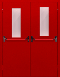 Фото двери «Двупольная с стеклом и антипаникой (красная)» в Озёрам