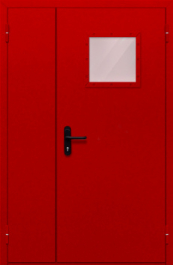 Фото двери «Полуторная со стеклопакетом (красная)» в Озёрам