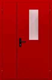 Фото двери «Полуторная со стеклом (красная)» в Озёрам
