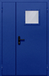 Фото двери «Полуторная со стеклопакетом (синяя)» в Озёрам